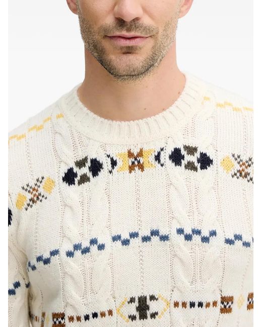 Benetton Natural Cable-Knit Pattern Sweater for men