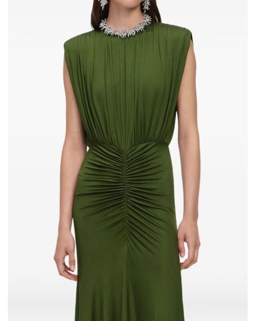 Self-Portrait Green Jersey Gathered Maxi Dress