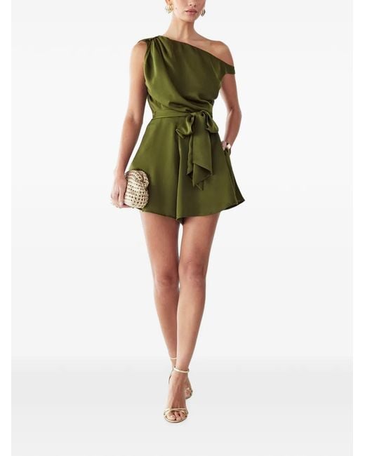 Willa Green One-Shoulder Belted Playsuit