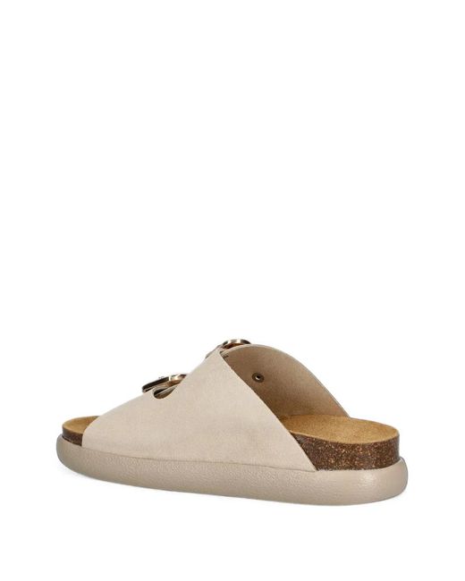 Scholl White Flora Studded Flat Sandals