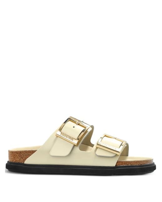 Birkenstock White Arizona Droplet Leather Sandals