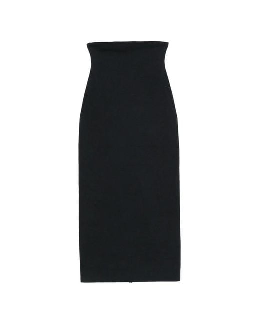 Issey Miyake Black High-Waisted Zip-Back Midi Skirt