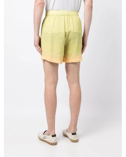 Bode Yellow Above-Knee Silk Shorts for men