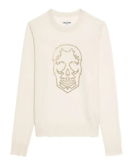 Zadig & Voltaire Kasjmier Trui Verfraaid Met Doodskop in het White