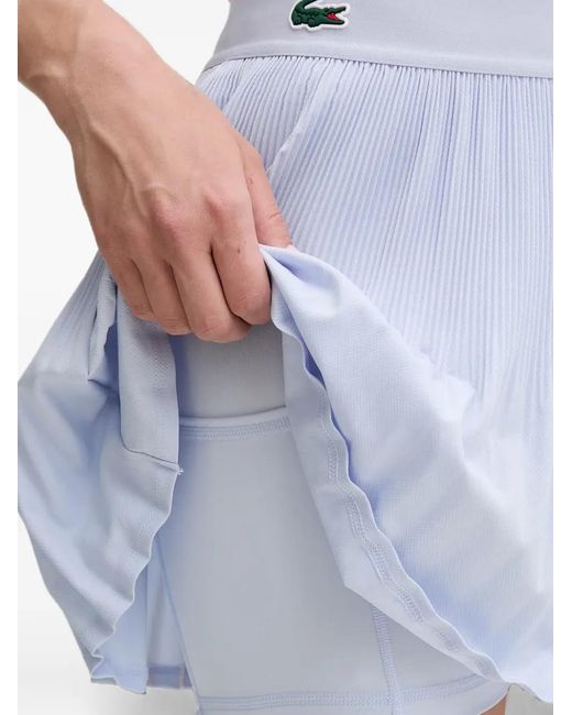 Lacoste White Pleated Logo-Patch Mini Skirt