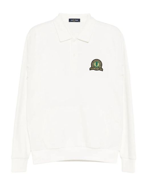 Fred Perry White Logo-Embroidered Polo Shirt for men