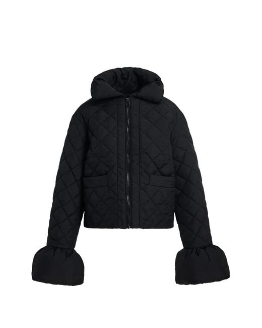 Essentiel Antwerp Black Zip-Up Quilted Jacket