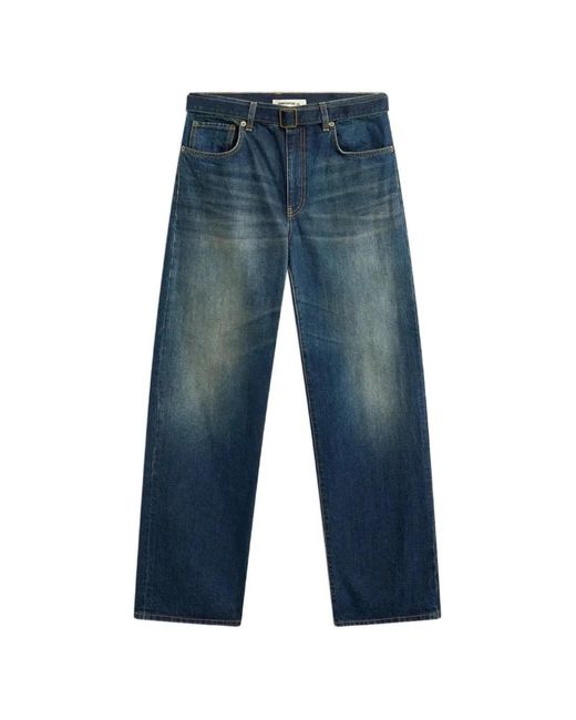 Semicouture Blue Cynthia Belted Faded-Effect Jeans