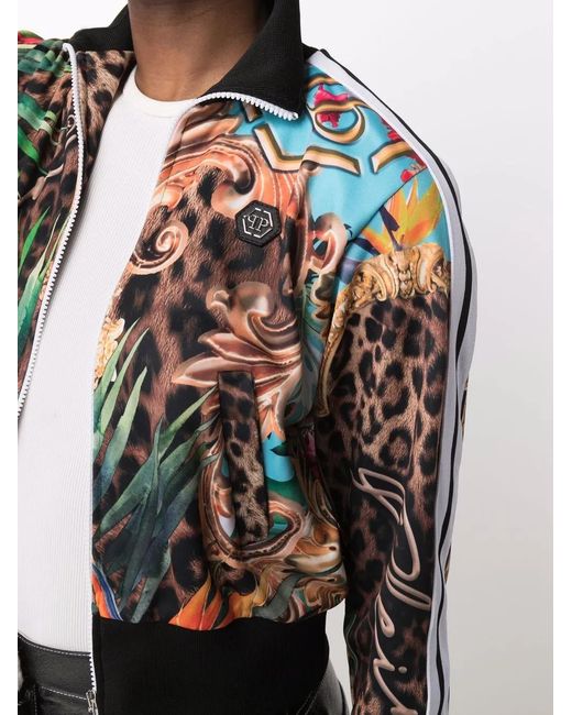 Philipp Plein Black Baroque Flowers-Print Jacket
