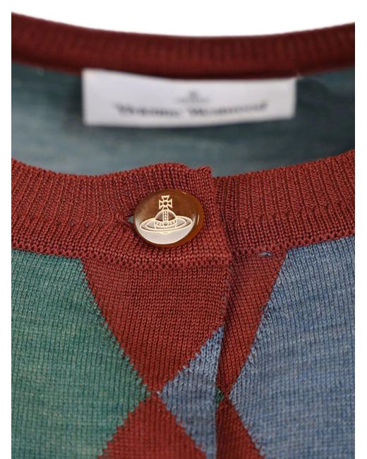 Vivienne Westwood Blue Argyle Cropped Cardigan