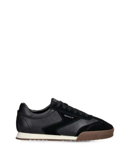 Gant Black Panelled Leather Sneakers for men