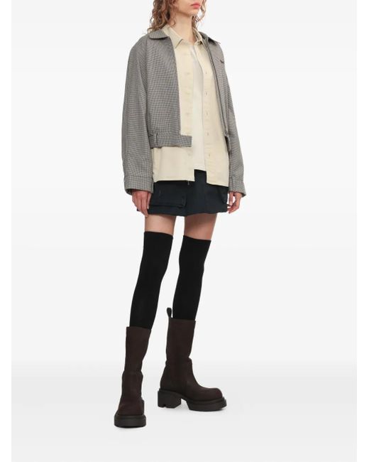 we11done Gray Houndstooth Zip-Up Jacket