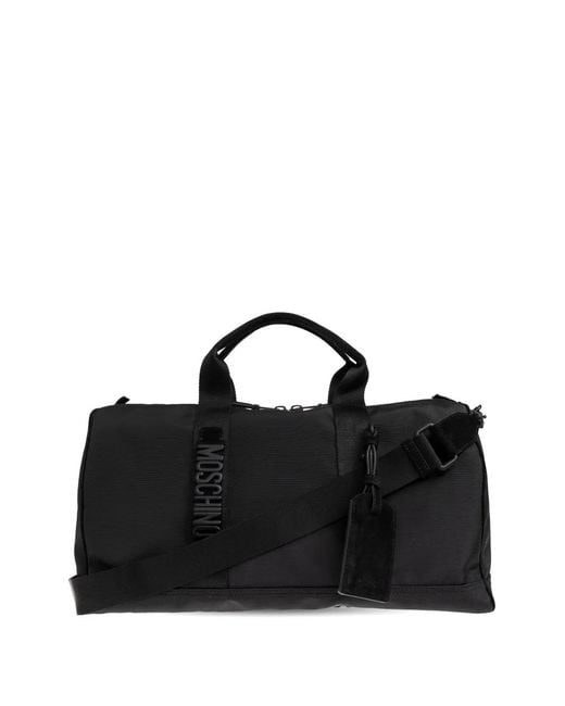 Moschino Black Logo-Detail Holdall Bag for men