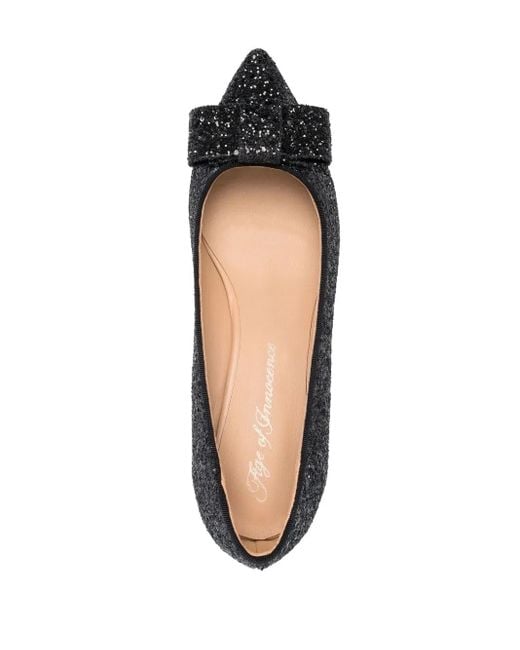 Age of Innocence Black Jacqueline 50Mm Bow-Embellished Pumps