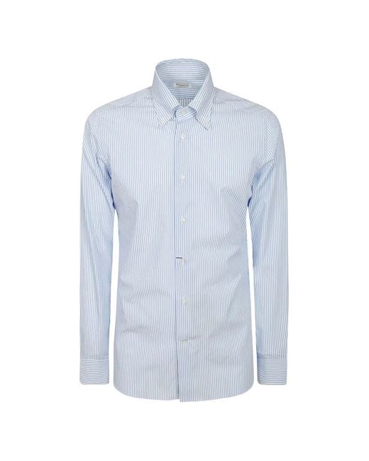 Borriello Blue Striped Button-Down Shirt for men