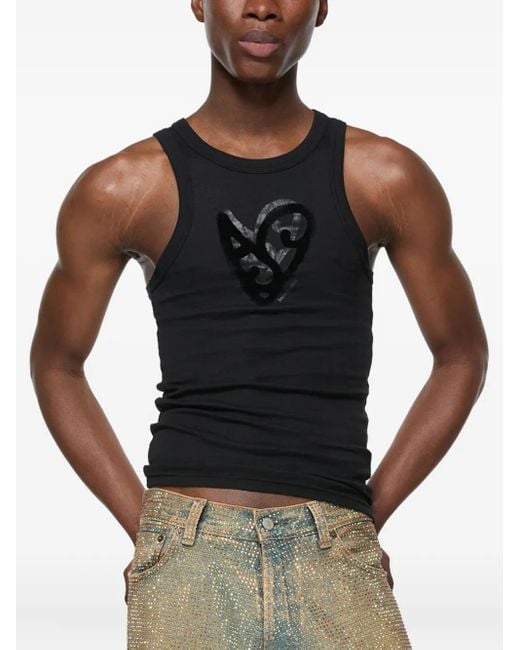 Acne Black Heart-Motif Sleeveless Tank Top
