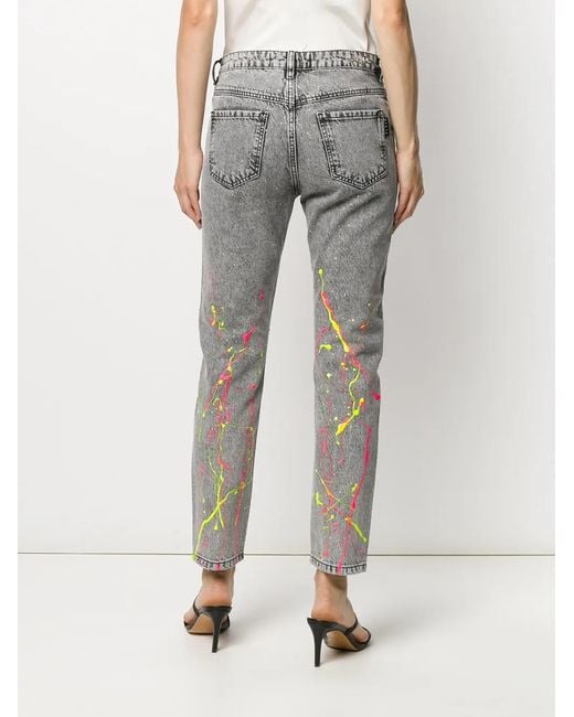 Philipp Plein Gray Paint-Splatter Straight-Leg Jeans