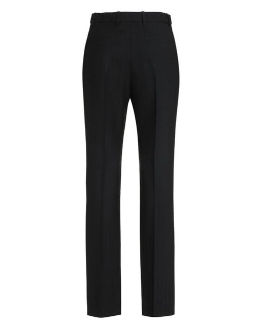 Saint Laurent Black Pressed-Crease Pleated Straight-Leg Trousers for men