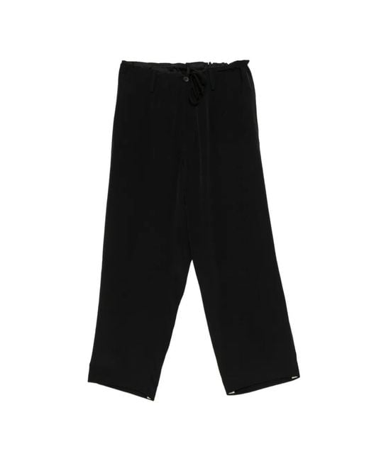 Y's Yohji Yamamoto Drawstring Straight Leg Trousers in Black for
