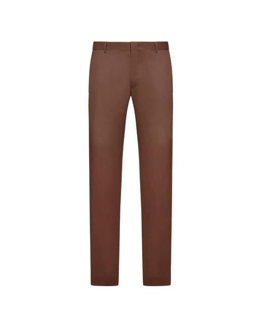 PT Torino Brown Belt-Loop Trousers for men
