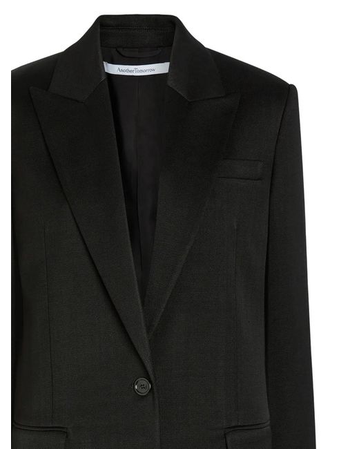 Another Tomorrow Black Buttoned Pocket Blazer