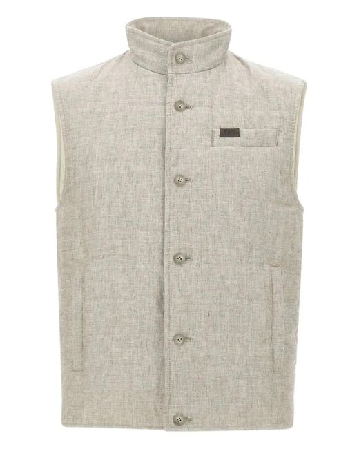 Fay White Quilted Gilet for men