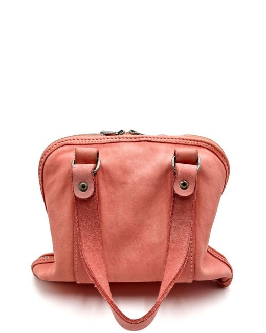 Guidi Pink Folded Leather Tote Bag