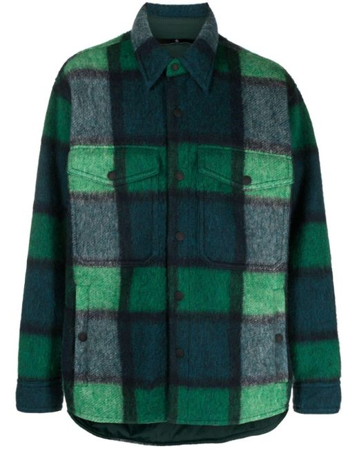 3 MONCLER GRENOBLE Green Check-pattern Shirt Jacket for men