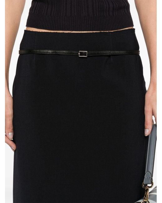 16Arlington Black Delta Belted Maxi Skirt
