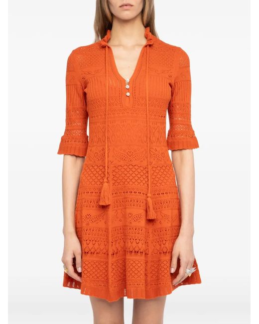 Zadig & Voltaire Orange Memphis Cotton Pointelle Dress