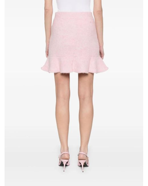Self-Portrait Pink Rib Knit Mini Skirt