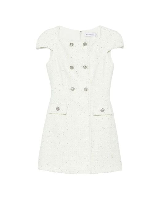 Self-Portrait White Sp Lime Boucle Mini Dress