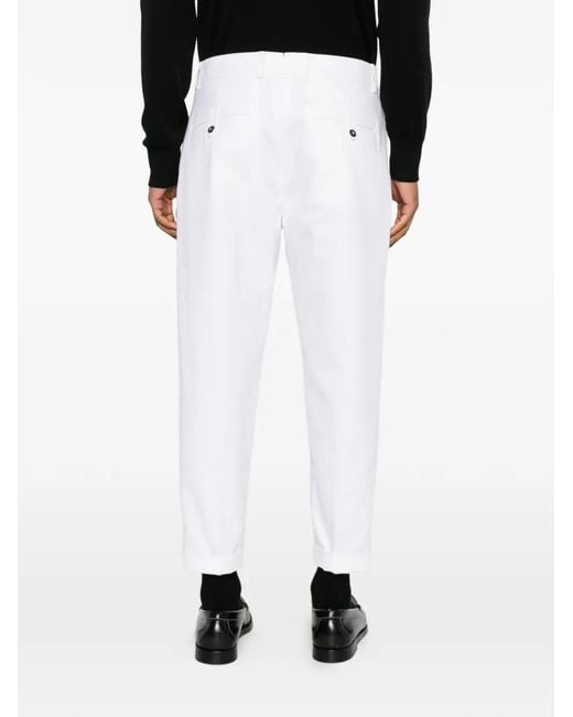 Eleventy White Pleated-Front Tailored Trousers for men