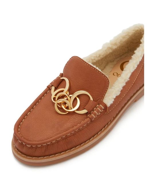 Odissi Brown Multi-O Chain Lined Loafers