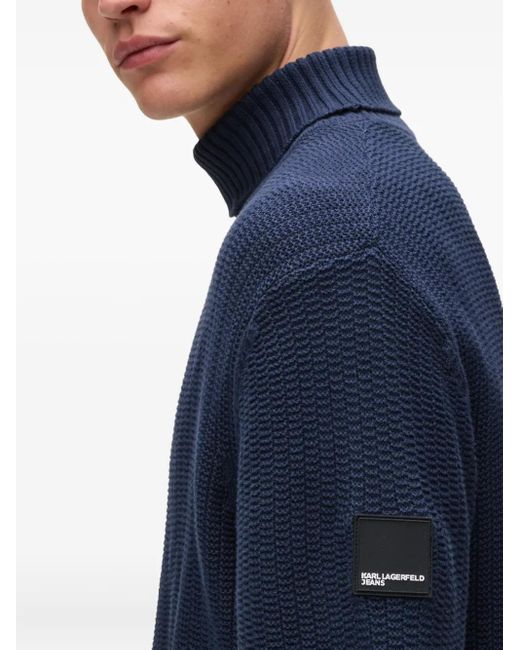 Maglione A Collo Alto di Karl Lagerfeld in Blue da Uomo
