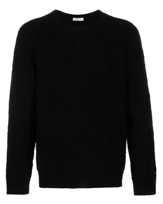 Valentino Garavani Black Vlogo Intarsia-Knit Jumper for men