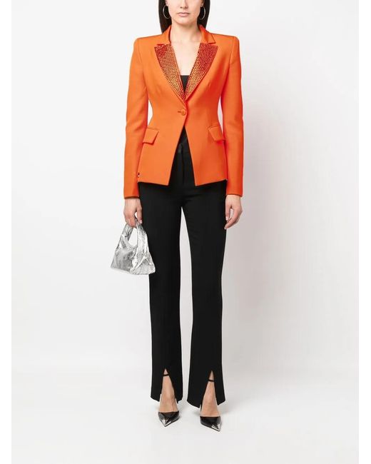 Philipp Plein Orange Fitted Single-Breasted Blazer