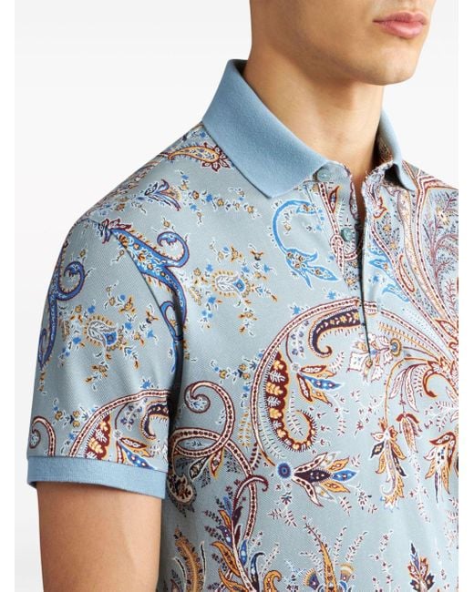 Etro Poloshirt Met Paisley-print in het Blue voor heren
