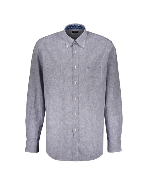 Paul & Shark Blue Chemise Rayée À Manches Longues for men