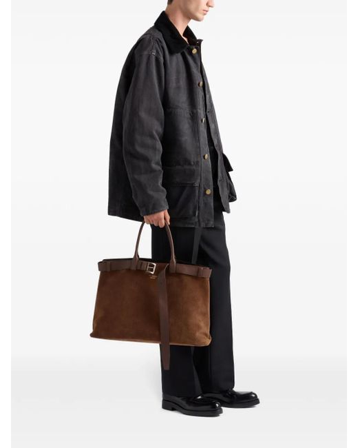 Prada Brown Medium Buckle Tote Bag for men