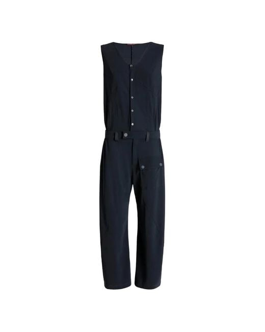 High Blue Figurine Button Belted Jumpsuit