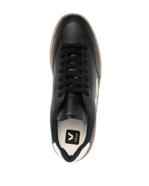 Veja Black V-12 Leather Sneakers for men