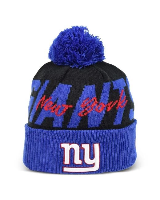 KTZ Blue New York Giants Cuffed Pom-Pom Beanie Hat for men