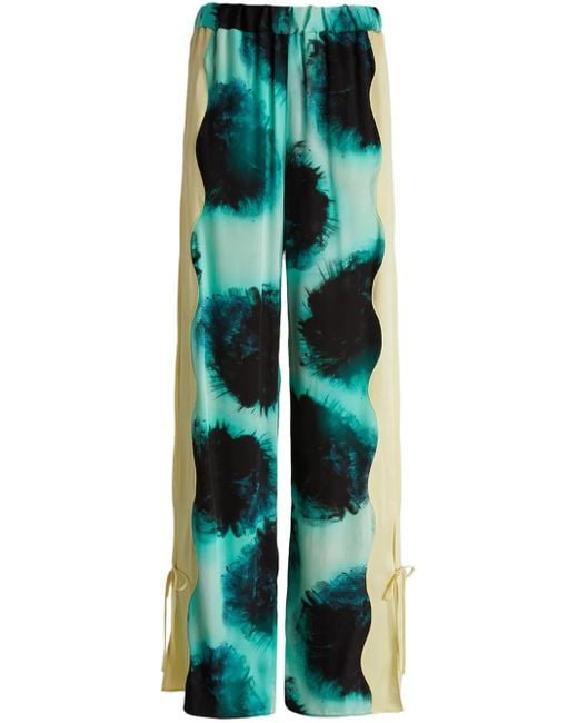 Del Core Green Printed Trousers