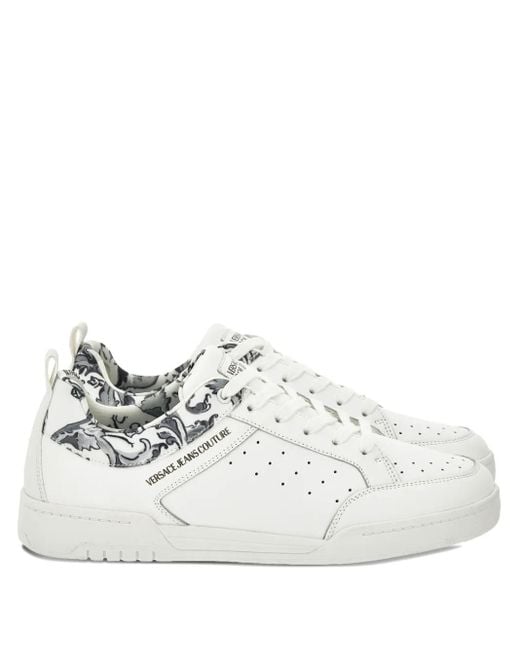 Versace Jeans Couture White Sports Shoes With "Barocco" Pattern for men