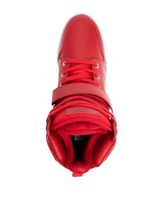MASTERMIND WORLD Red Skull-print Leather Sneakers for men
