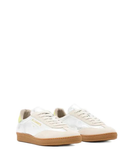 AllSaints White Leather-Panelled Sneakers
