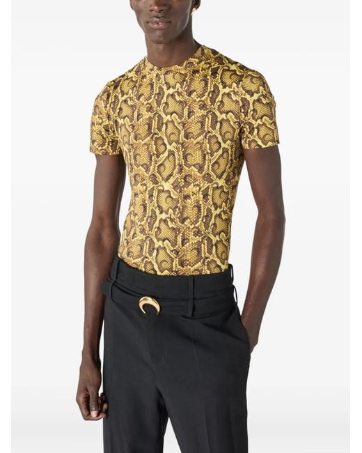 MARINE SERRE Yellow Python-Print Crew-Neck T-Shirt