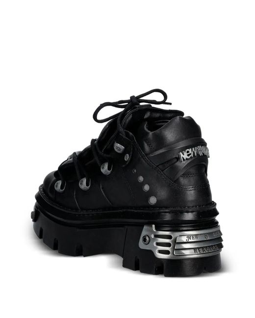 New Rock Black M-Wall106-S10 Metal Detail Boots