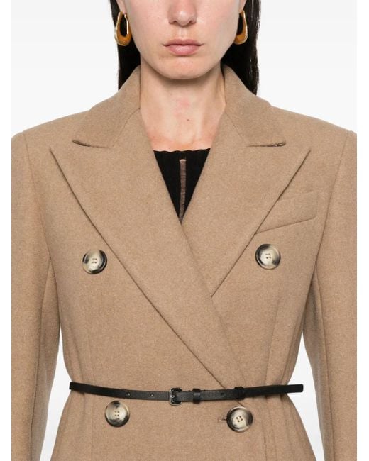 Sportmax Natural Wool Double-Breasted Coat